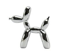 NAFEIMILUN Balloon Dog Statue Decor Electroplate Gold Balloon Dog Animal Sculpture for Shelf Decor Mirror Gloss Finish,Silver White,25cm