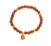 NAFEIMILUN Beads Bracelet Stretch Crystal Agate For Women Chinese Summer Single Loop Bracelet Jewelry Gold Sand Stone Lucky Cat