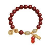 NAFEIMILUN Healing Bracelets Chinese Hetian Jade Cinnabar Bracelet Single Loop Men And Women Red Bracelet Cinnabar