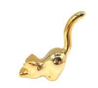 NAFEIMILUN Mini Animal Sculpture Ceramic Jewelry Stand indow Small decorations Unique Gift Idea,Upturned,Tail Cat Gold