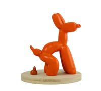NAFEIMILUN Resin poop balloon dog figurine Statue Resin Graffiti Art Sculpture Fun Ornament for Desktop and Home Decoration Unique Animal Sculpture for Office Decor-Orange