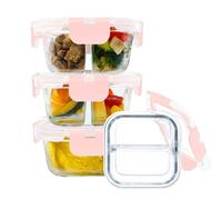 Nafhone 3 Pack Bariatric Meal Prep Containers, 8oz Glass Snack Containers