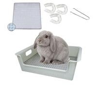 Nafivopa Large Rabbit Litter Box with Widened Stainless Steel Grid, Easy to Clean Guinea Pig Bunny Litter Box for Guinea Pigs Cages,High Back Wall for Small Animals（15×11.2×5.9 in
