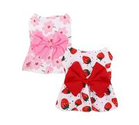 NAFJYR 2 Pcs Small Dog Dress, Puppy Dresses Girl, Female Cat Clothes (XS)