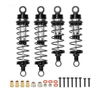NAFRECX Compatible With Losi For Mini-B For Mini-T 1/16 1/18 RC Car Upgrades Part 4 Pcs Alloy Front Shock Absorber Damper Oil Filled Type RC Car Shocks Absorber(Black)