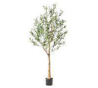 Nafresh 5Ft Realistic Texture Potted Silk Artificial Olive Tree, Fake Olive Trees Indoor Outdoor Decor