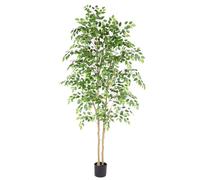 Nafresh Tall UV Resistant Ficus Tree Artificial，6ft(72in) Faux Ficus Tree with Realistic Smooth and Shiny Leaves， Fake Trees Indoor Outdoor for Home Office Living Room Bedroom Foyer Porch Decor.