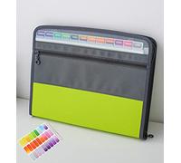 NAFY Expanding File Folders, 13 Pockets Document Organizer with Zipper, A4 Letter Size Portable Accordion Expanding File Folders with 27pcs Multicolor Labels for Home Office School Supplies (Green)