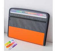 NAFY Expanding File Folders, 13 Pockets Document Organizer with Zipper, A4 Letter Size Portable Accordion Expanding File Folders with 27pcs Multicolor Labels for Home Office School Supplies (Orange)