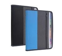 NAFY Expanding File Folders, 2Pack, 13 Pockets, A4 Letter Size, Portable Accordion, Zipper, Multicolor Labels, Office School Supplies, Black+Blue