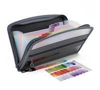 NAFY Small Accordian File Organizer, A5 Check Size 13 Pockets Coupon Receipt Holder Organizer with Zipper, 11X7 Inches Accordion Expanding Folder Wallet for Coupon, Receipt, Bills, Cash(Black)