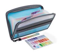 NAFY Small Accordion File Organizer, A5 Check Size 13 Pockets Coupon Receipt Holder Organizer with Zipper, 11X7 Inches Accordion Expanding Folder Wallet for Coupon, Receipt, Bills, Cash(Blue)