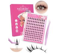 NAGARAKU 100 Clusters Self Adhesive DIY Lash with Tweezers 8-16mm SAT-021 | Bunny Bloom style Pre-glue eyelash No remover needed Long-lasting Waterproof Non-stick lash tweezer included