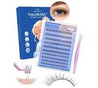 NAGARAKU 110 Clusters Self Adhesive DIY Lash with Tweezers 10-14mm SAT-022 | Fishtail style Pre-glue eyelash No remover needed Long-lasting Waterproof Non-stick lash tweezer included
