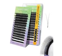 NAGARAKU 2D Y Eyelash Extensions Premade Fan Russian Volume Cross lash Handwoven Y Shaped Mesh Wispy Crisscross Cluster Lash Matte Black 12 Rows(0.07 C Curl 8-15mm）