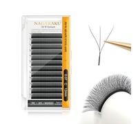 NAGARAKU 3D Lashes，W Shape Eyelash Extensions 0.07mm C Curl 12mm Volume Lashes Hand Woven Long Stem Matte Black Premade Fans 3 Tips False Eyelash
