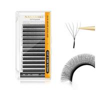 NAGARAKU 5D Lashes, W Shape Eyelash Extensions 0.07mm D Curl 8-12mm Mix Volume Lashes Hand Woven Long Stem Matte Black Premade Fans 5 Tips False Eyelash