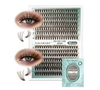 NAGARAKU Brown Lash Clusters, 280pcs 30D&40D DIY Cluster Lashes Individual Cluster Eyelash Extensions Volume False Eyelash Thin Band Lash (0.07mm C Curl 9-15mm Mix Length)
