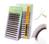 NAGARAKU Dark Brown 2D Y Eyelash Extensions Premade Fan Natural Cross Lashes Handwoven Y Shaped Mesh Wispy Crisscross Cluster Lashes 12 Rows(0.07 C Curl 8-15mm）