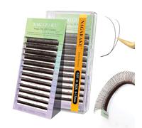 NAGARAKU Dark Brown 2D Y Eyelash Extensions Premade Fan Natural Cross Lashes Handwoven Y Shaped Mesh Wispy Crisscross Cluster Lashes 12 Rows(0.07 D Curl 8-15mm）