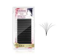 NAGARAKU Easy Fan Mega Russian Volume Eyelash Extensions 0.03mm D Curl 8-10-12mm 3 Layers Mixed Length Self Fanning Automatic Blooming Soft Pre-glued False Eye Lashes
