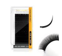 NAGARAKU Ellipse Flat Eyelash Extension Professional Double Split Tip Individual False Lashes Supplies Matte Black Eye Lashes Semi-Permanent U-shaped Design More Lighter 16 Rows(0.20mm C Curl 14mm)