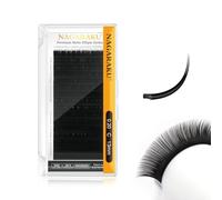 NAGARAKU Ellipse Flat Eyelash Extension Professional Double Split Tip Individual False Lashes Supplies Matte Black Eye Lashes Semi-Permanent U-shaped Design More Lighter 16 Rows(0.20mm C Curl 13mm)