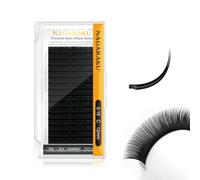 NAGARAKU Ellipse Flat Eyelash Extension Professional Double Split Tip Individual False Lashes Supplies Matte Black Eye Lashes Semi-Permanent U-shaped Design More Lighter 16 Rows(0.15mm C Curl 12mm)