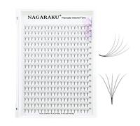 NAGARAKU Eyelash Extensions 320 Clusters Premade Fans Russian Volume Long Stem Premade Fans Thin Pointy Base Natural Pre Fanned Fluffy False Eyelash Black 16 Rows (5D 0.07 D Curl 10mm)