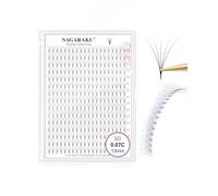 NAGARAKU Eyelash Extensions 320 Clusters Premade Fans Russian Volume Long Stem Premade Fans Thin Pointy Base Natural Pre Fanned Fluffy False Eyelash Black 16 Rows (5D 0.07 C Curl 13mm)
