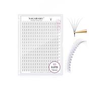 NAGARAKU Eyelash Extensions 320 Clusters Premade Fans Russian Volume Long Stem Premade Fans Thin Pointy Base Natural Pre Fanned Fluffy False Eyelash Black 16 Rows (5D 0.07 D Curl 15mm)