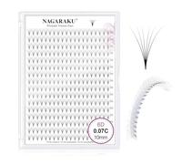 NAGARAKU Eyelash Extensions 320 Clusters Premade Fans Russian Volume Long Stem Premade Fans Thin Pointy Base Natural Pre Fanned Fluffy False Eyelash Black 16 Rows (6D 0.07 C Curl 10mm)