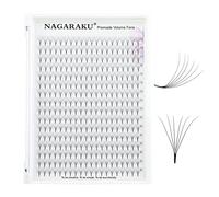 NAGARAKU Eyelash Extensions 320 Clusters Premade Fans Russian Volume Long Stem Premade Fans Thin Pointy Base Natural Pre Fanned Fluffy False Eyelash Black 16 Rows (6D 0.07 C Curl 11mm)