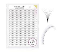 NAGARAKU Eyelash Extensions 320 Clusters Premade Fans Russian Volume Long Stem Premade Fans Thin Pointy Base Natural Pre Fanned Fluffy False Eyelash Black 16 Rows (8D 0.07 C Curl 9-14mm Mix Tray)