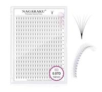 NAGARAKU Eyelash Extensions 320 Pcs Premade Fans Russian Volume Long Stem Premade Fans Thin Pointy Base Natural Pre Fanned Fluffy False Eyelash Clusters Black 16 Rows (6D 0.07 D Curl 14mm)