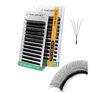 NAGARAKU Eyelash Extensions 3D W Shape Triple-core Volume Lashes 0.07mm D Curl 8mm Hand Woven Long Stem Matte Black Premade Fans Triple Tips False Eye Lash Extension
