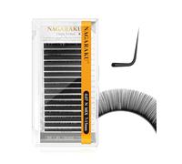 NAGARAKU Eyelash Extensions Individual Mega Volume Lashes Manual Fan 0.07mm N Curl 7-15mm Mix Tray Classic Matte Black Natural False Lash 16 Rows