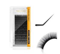 NAGARAKU Eyelash Extensions Individual Mega Volume Lashes Manual Fan 0.15mm L Curl 7-15mm Mix Tray Classic Matte Black Natural False Lash 16 Rows