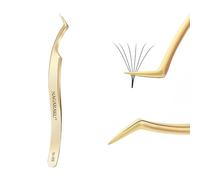 NAGARAKU Eyelash Extensions Tweezers for Make Fans Curved Individual Mega Volume Lashes Precision Stainless Steel Professional (N-08)
