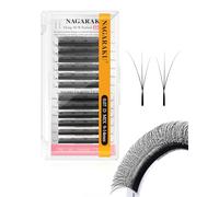 NAGARAKU Flying 3D W Shape Eyelash Extensions 0.07mm D Curl 9-14mm Volume Lashes Hand Woven Long Stem Matte Black Premade Fans 3 Tips False Eyelash