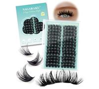NAGARAKU Lash Clusters, 140 Clusters DIY Cluster Lashes Mega Volume Style Eyelash Extensions Wsipy Black Thin Band False Lash (NADIY-005, 0.07mm C Curl 10-15mm Mix Length)