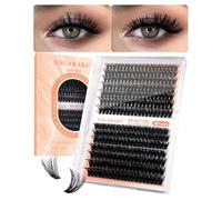 NAGARAKU Lash Clusters, 280pcs 60D&80D DIY Cluster Lashes Individual Cluster Eyelash Extensions Volume False Eyelash Thin Band Lash (Black, 0.07mm C Curl 9-15mm Mix Length)