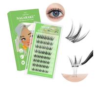 NAGARAKU Pre Glued Cluster Lashes 40 Pcs No Glue Needed Press-on Pre-bond Eyelashes Self Adhesive Reusable DIY Lashes Puppy Style (SA-018, 0.07mm C Curl 10-16mm）