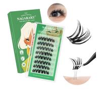 NAGARAKU Pre Glued Cluster Lashes 48 Pcs No Glue Needed Press-on Pre-bond Eyelashes Self Adhesive Reusable DIY Lashes Sunflower Roll Style (SA-015, 0.07mm C Curl 5-13mm）