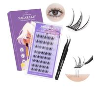 NAGARAKU Pre Glued Cluster Lashes with Tweezers 40 Pcs No Glue Needed Press-on Pre-bond Eyelashes Self Adhesive Reusable DIY Lashes Snow Lotus Style (SAT-013, 0.07mm C Curl 10-11-12mm）