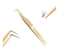 NAGARAKU Precision Fiber Tip Tweezer for Eyelash Extensions Diamond Grip Anti-Static Anti-Slip Premium Stainless Steel Pointed Volume Eyelashes Tweezers with Box -85 Degree Long Tip Tweezer AG-12