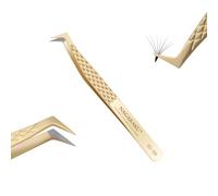 NAGARAKU Precision Fiber Tip Tweezer for Eyelash Extensions Diamond Grip Anti-Static Anti-Slip Premium Stainless Steel Pointed Volume Eyelashes Boot Tweezers Supplies with Box(L Type Tweezers AG-09)