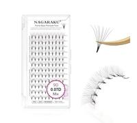 NAGARAKU Premade Eyelash Extensions Volume Fans - 120 Fans, 9D, 0.07D Curl, 8-15mm Mix - Sharp, Narrow, Clusters, Pointy Base - Russian Volume Ready