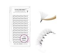 NAGARAKU Premade Fans Eyelash Extensions Premade Volume Fans Lash Extensions 120 Fans 10D 0.07C Curl 9mm Sharp Narrow Stem Clusters Thin Pointy Base Russian Fans Ready Volume Premade Lash Fan Fluffy