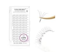 NAGARAKU Premade Fans Eyelash Extensions Premade Volume Fans Lash Extensions 120 Fans 4D 0.07D Curl 14mm Sharp Narrow Stem Clusters Thin Pointy Base Russian Fans Ready Volume Premade Lash Fan Fluffy